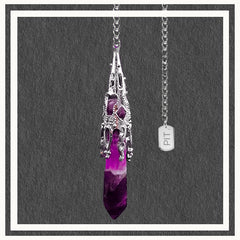 Pendolo Esoterico In Ametista - Con Catena Di Cristalli, Viola - Foto 8